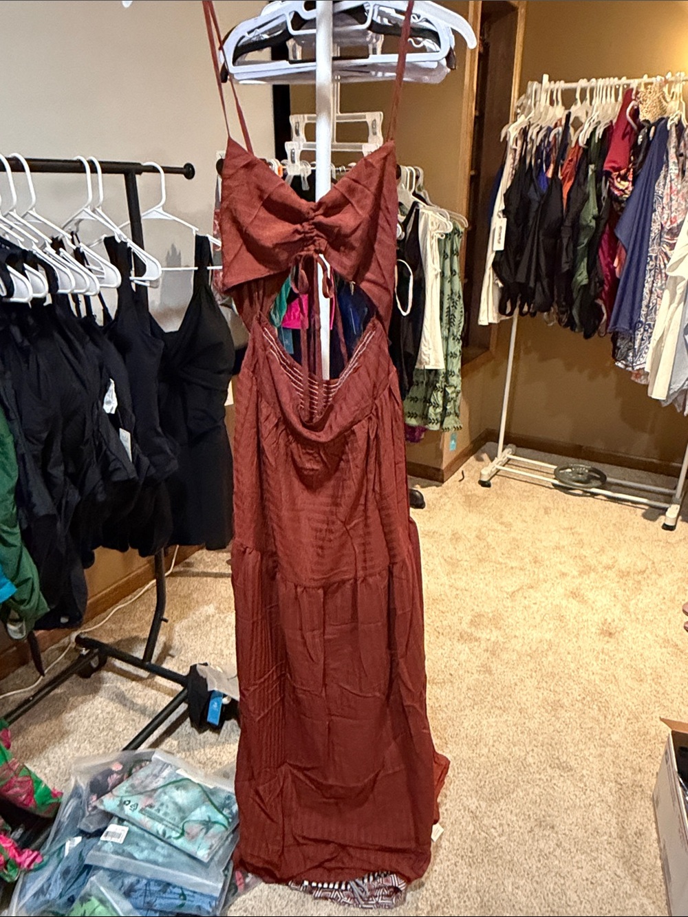 CUPSHE Ruched Drawstring Maxi Dress - Large - Picture 3 of 12